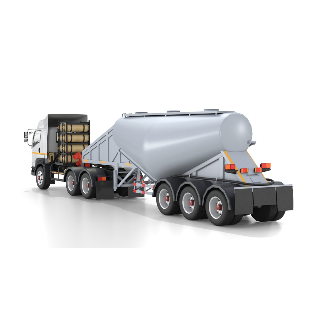 Bulk Cement Trailer Truck 3D Model – Low Poly Game Asset, FBX, PBR - View 6