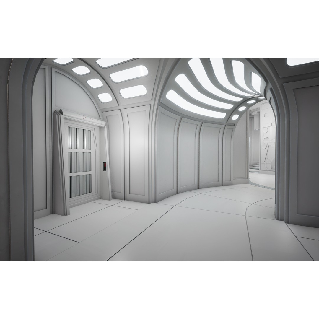 CloudCity Upper Corridors 3D Model – Low Poly Sci-Fi Assets, FBX - View 13