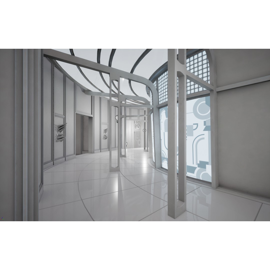 CloudCity Upper Corridors 3D Model – Low Poly Sci-Fi Assets, FBX - View 15