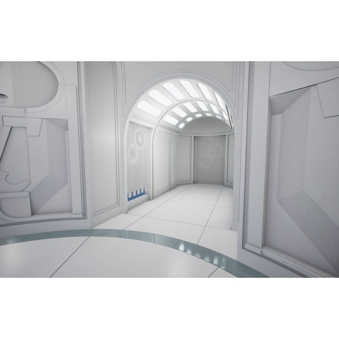 CloudCity Upper Corridors 3D Model – Low Poly Sci-Fi Assets, FBX - View 18