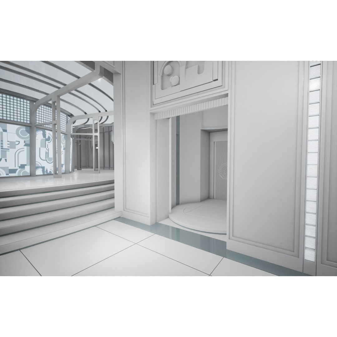 CloudCity Upper Corridors 3D Model – Low Poly Sci-Fi Assets, FBX - View 22