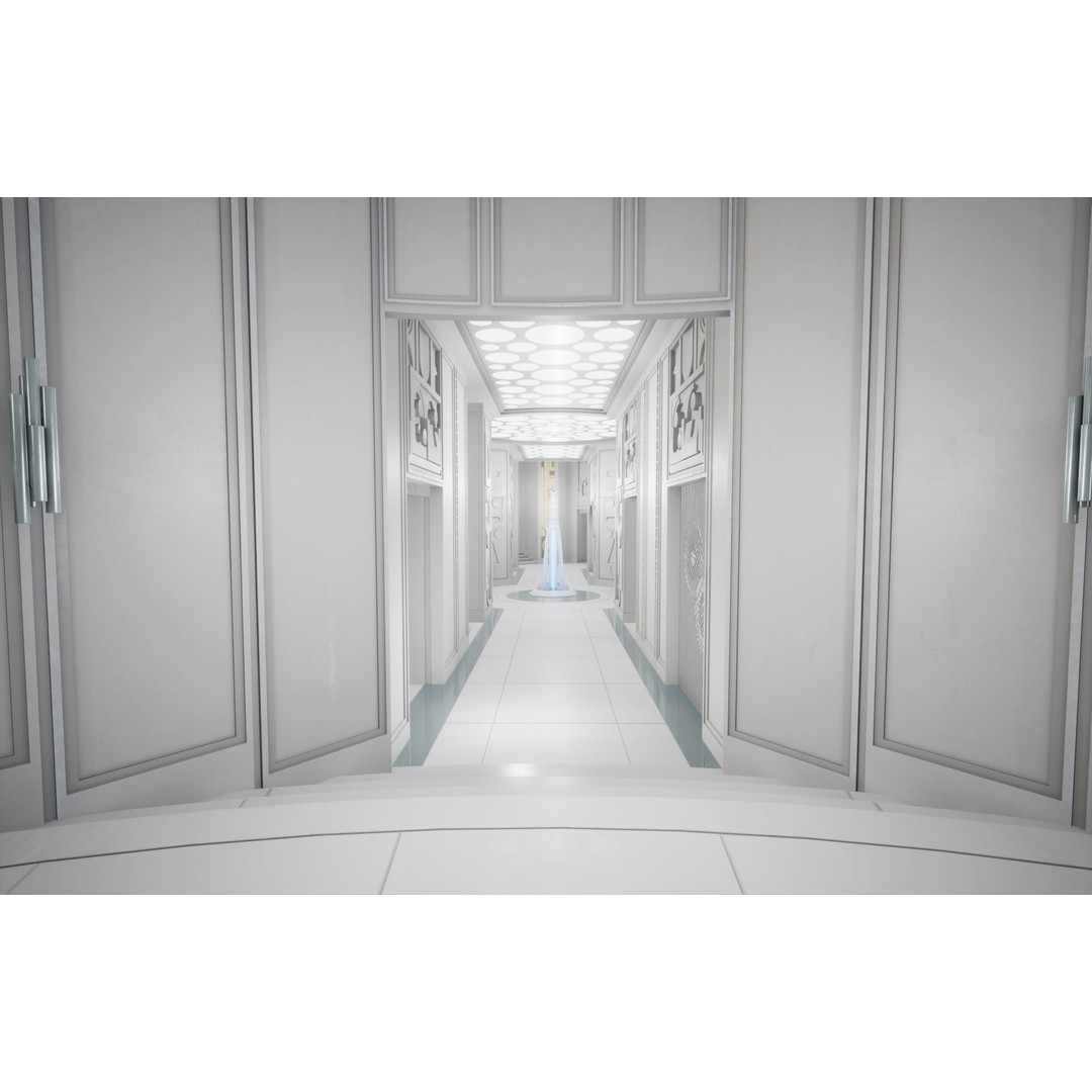 CloudCity Upper Corridors 3D Model – Low Poly Sci-Fi Assets, FBX - View 23