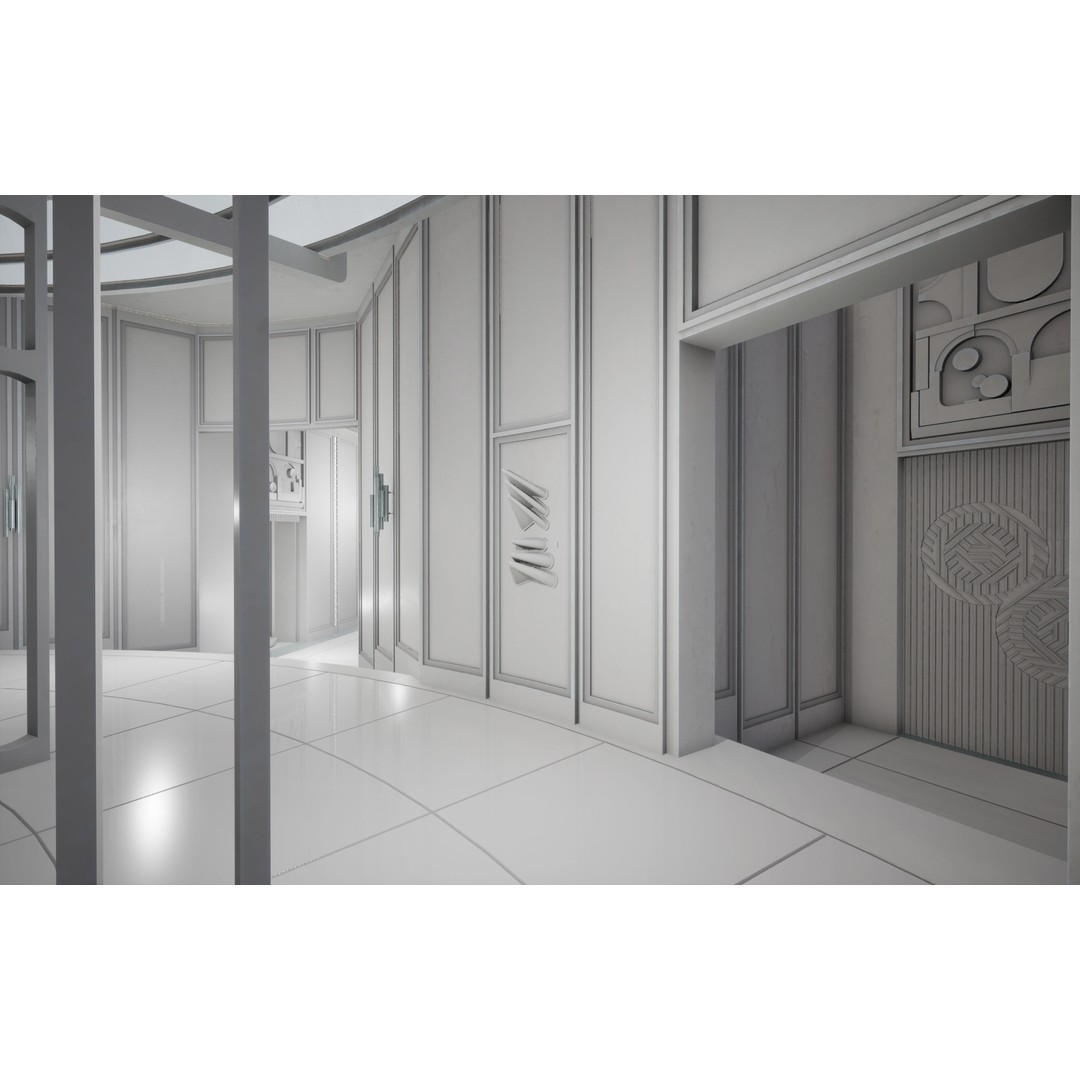 CloudCity Upper Corridors 3D Model – Low Poly Sci-Fi Assets, FBX - View 24