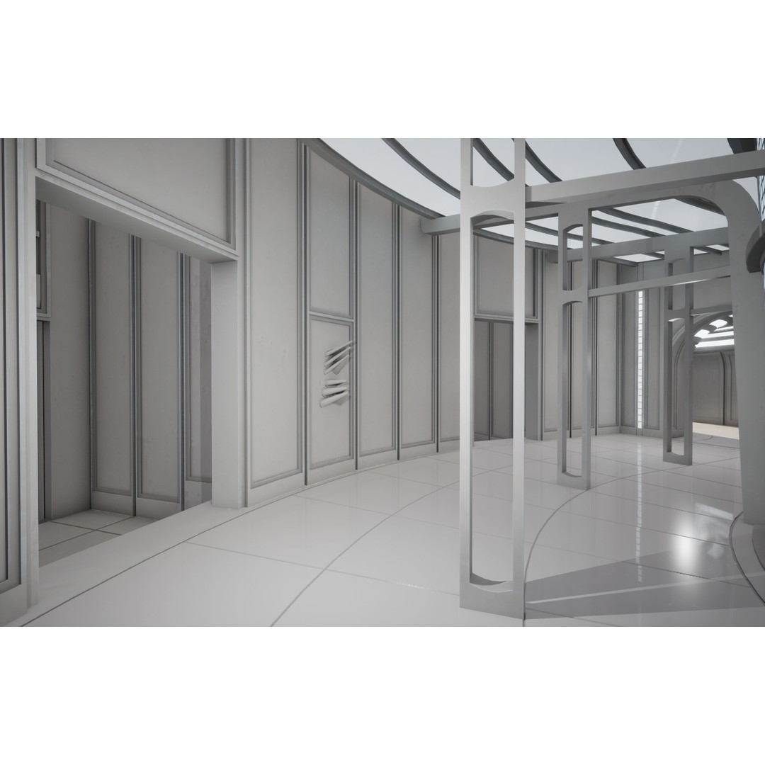CloudCity Upper Corridors 3D Model – Low Poly Sci-Fi Assets, FBX - View 25