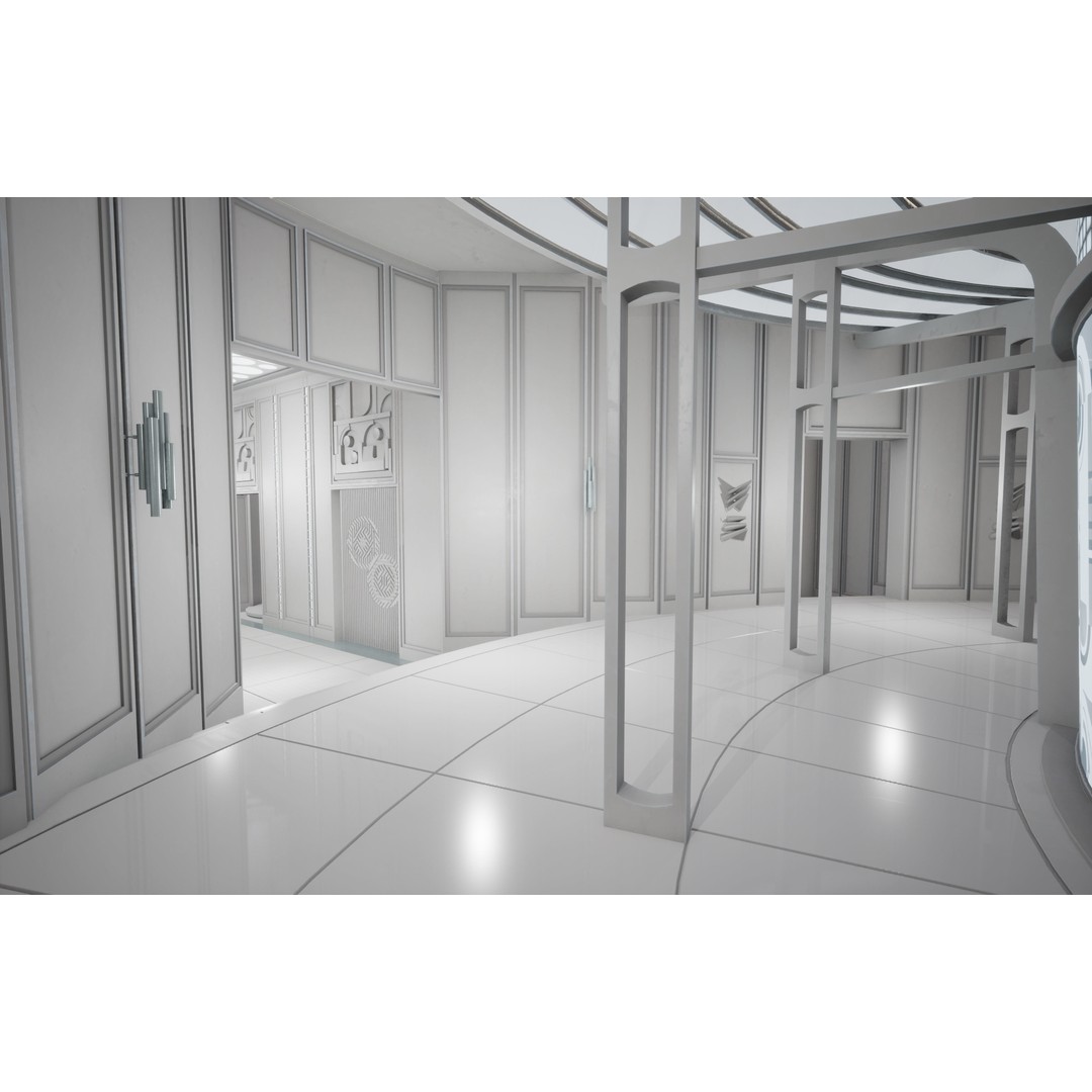 CloudCity Upper Corridors 3D Model – Low Poly Sci-Fi Assets, FBX - View 26