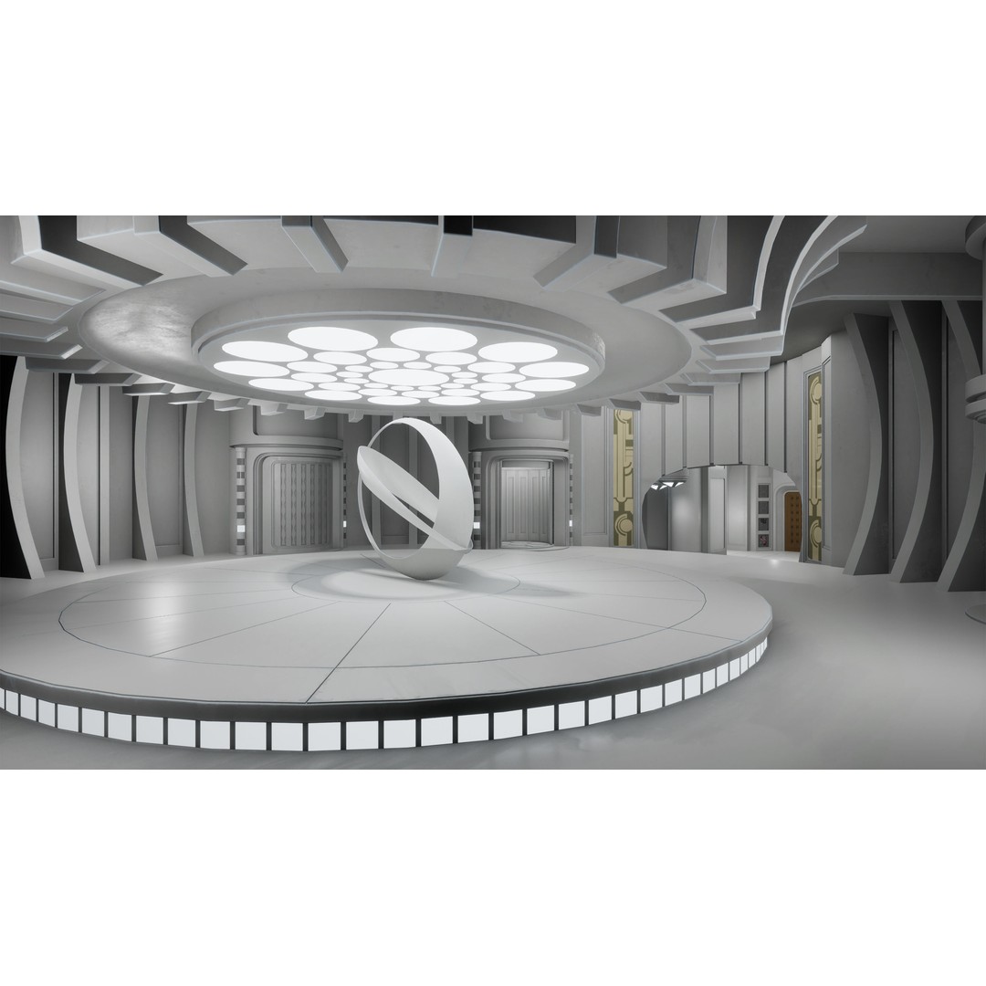 CloudCity Upper Corridors 3D Model – Low Poly Sci-Fi Assets, FBX - View 3