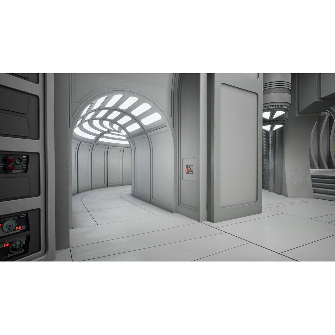 CloudCity Upper Corridors 3D Model – Low Poly Sci-Fi Assets, FBX - View 5