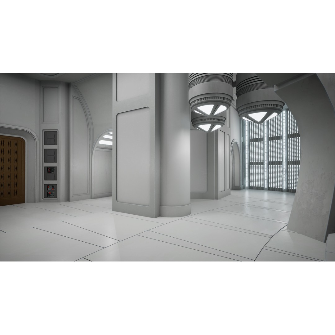 CloudCity Upper Corridors 3D Model – Low Poly Sci-Fi Assets, FBX - View 6