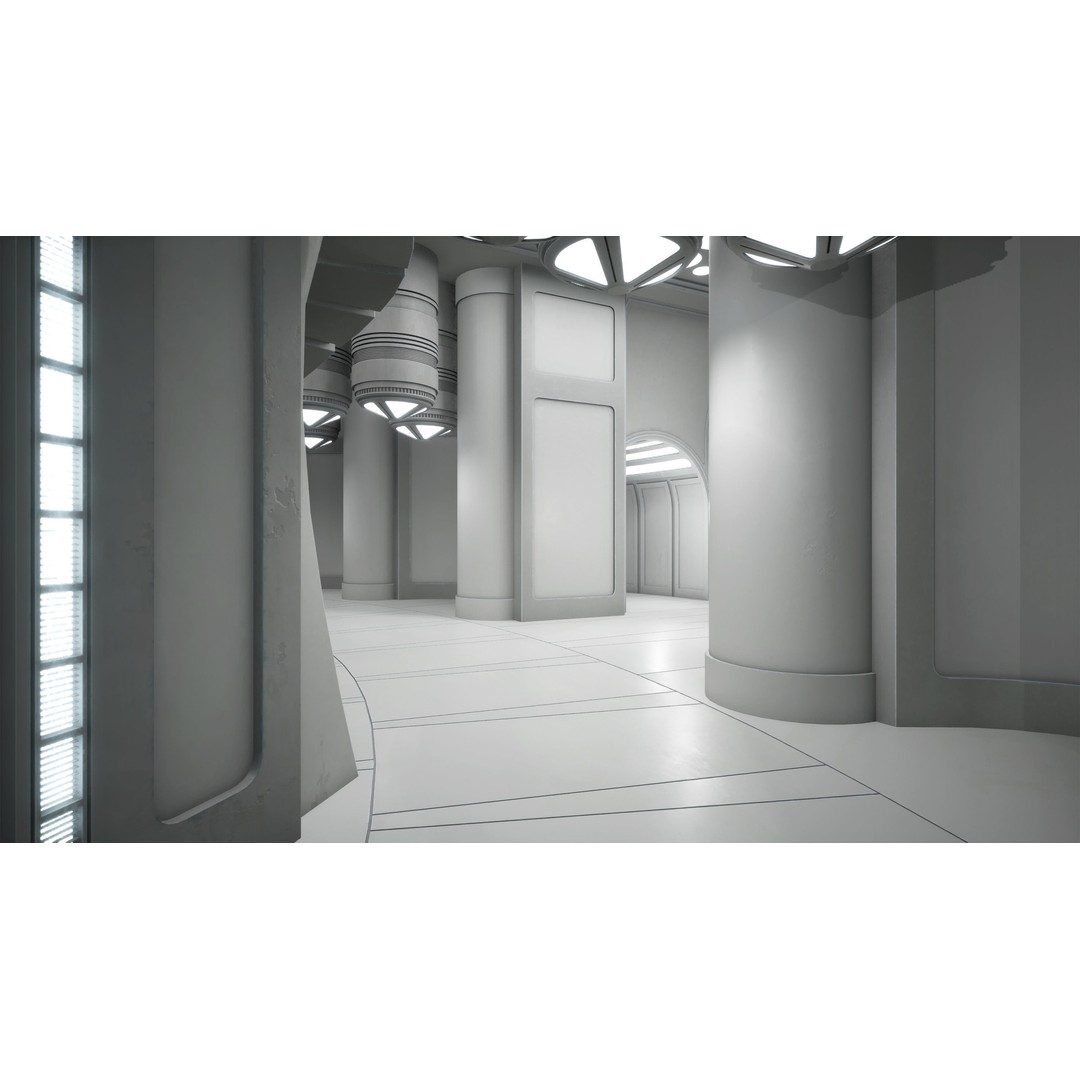 CloudCity Upper Corridors 3D Model – Low Poly Sci-Fi Assets, FBX - View 8