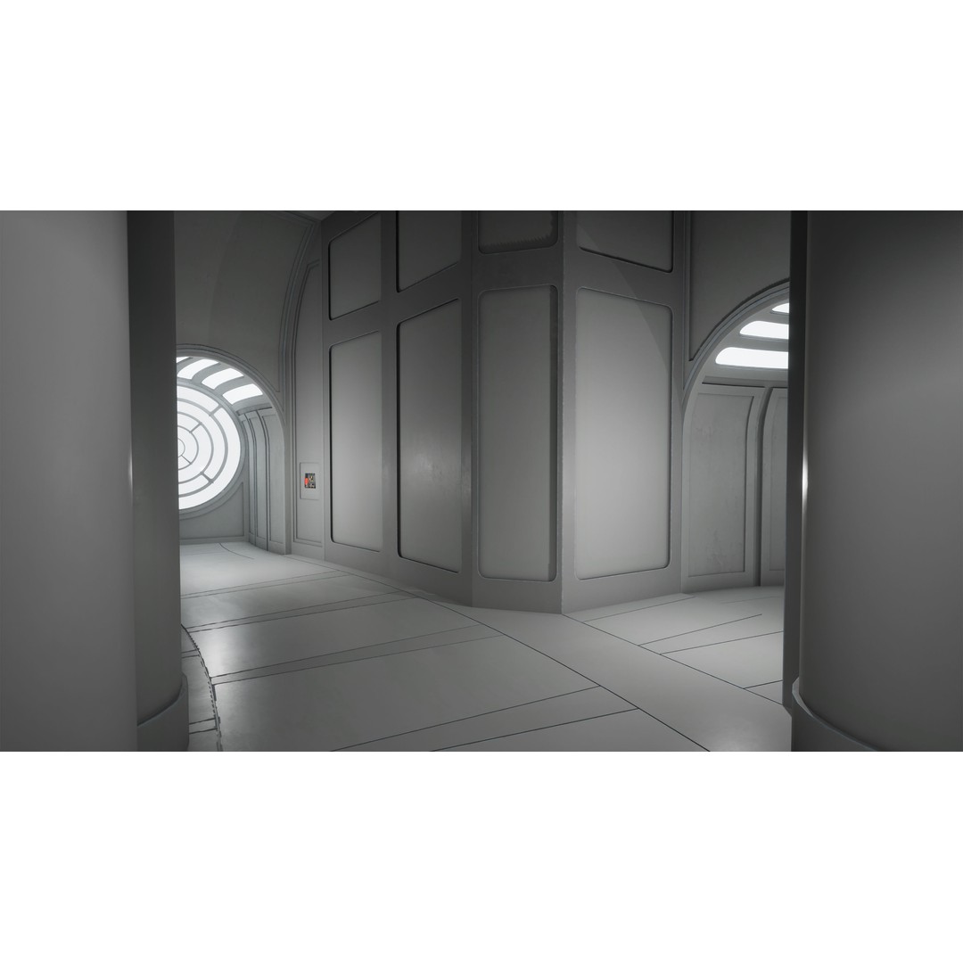 CloudCity Upper Corridors 3D Model – Low Poly Sci-Fi Assets, FBX - View 9