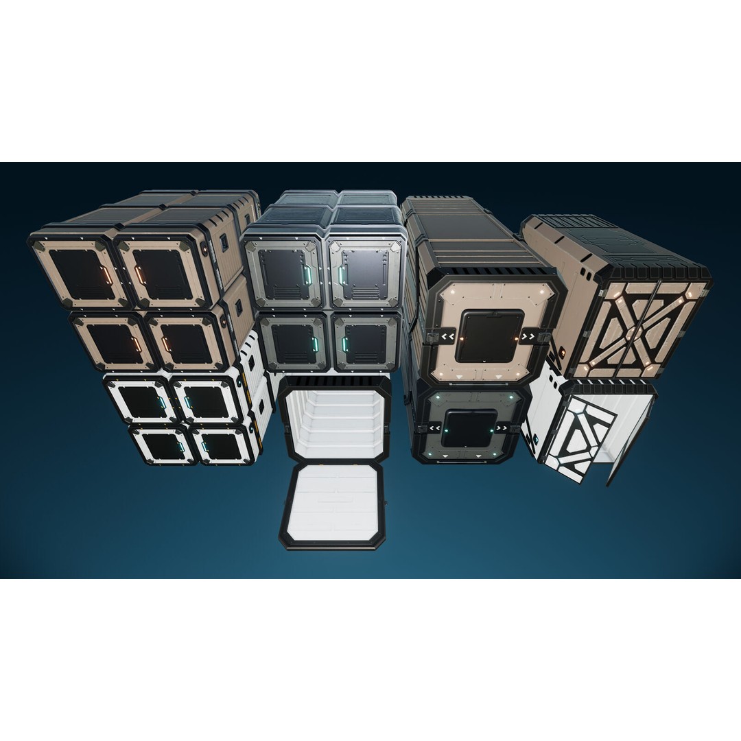 Sci-Fi Cargo 3D Model – Low Poly Props Pack for Games, FBX - View 13