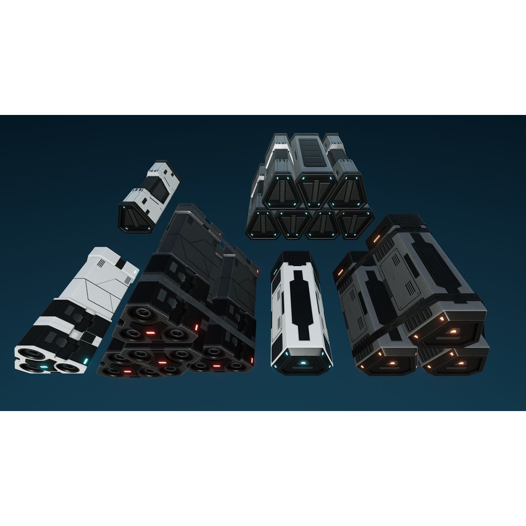 Sci-Fi Cargo 3D Model – Low Poly Props Pack for Games, FBX - View 14