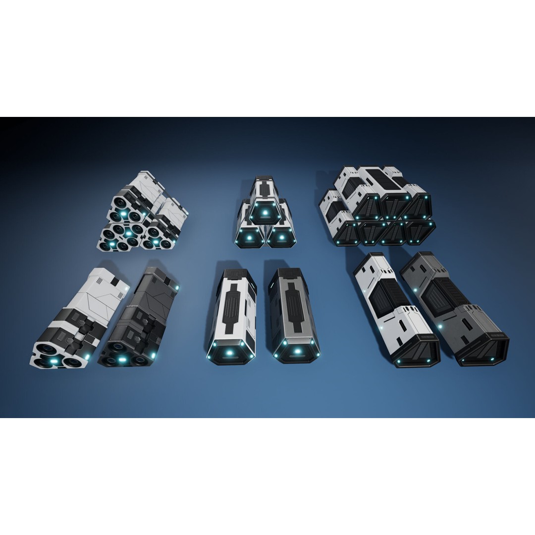 Sci-Fi Cargo 3D Model – Low Poly Props Pack for Games, FBX - View 6