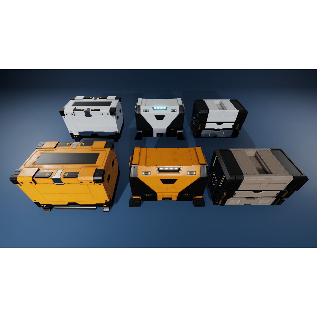 Sci-Fi Cargo 3D Model – Low Poly Props Pack for Games, FBX - View 9