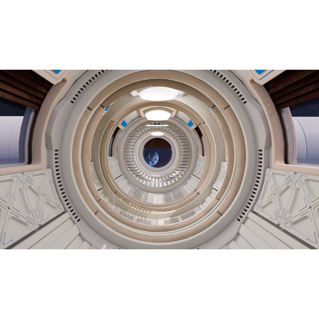 Spaceship Corridor 3D Model – PBR Sci-Fi Interior, FBX, Blender - View 12