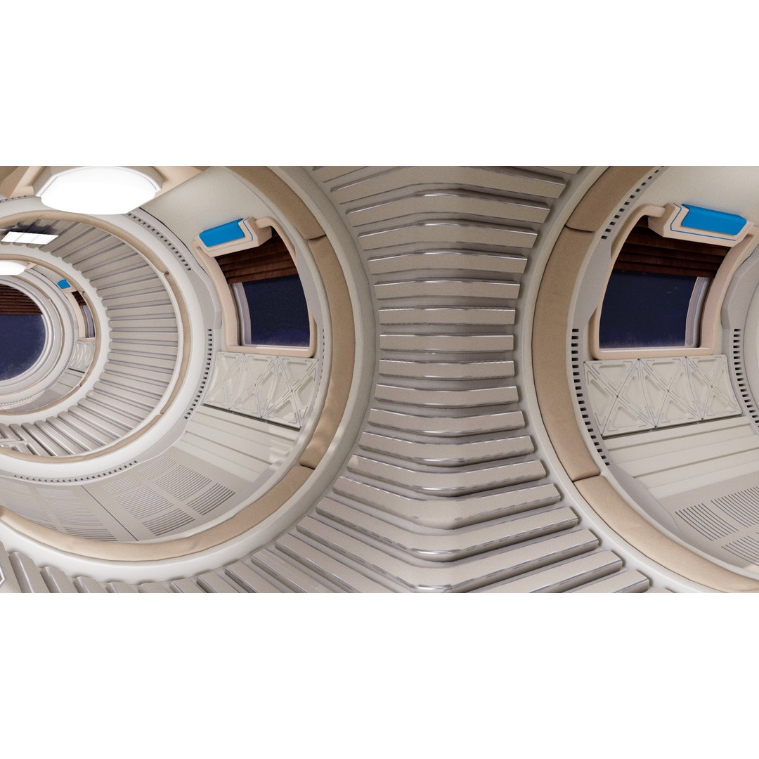Spaceship Corridor 3D Model – PBR Sci-Fi Interior, FBX, Blender - View 14