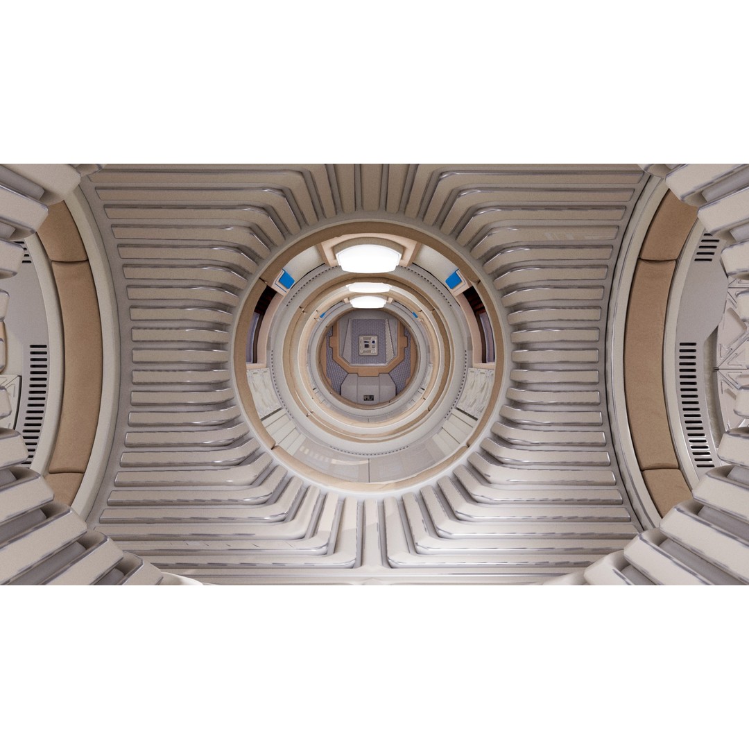 Spaceship Corridor 3D Model – PBR Sci-Fi Interior, FBX, Blender - View 4