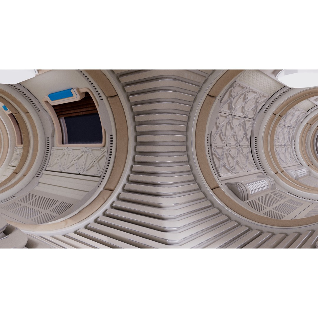 Spaceship Corridor 3D Model – PBR Sci-Fi Interior, FBX, Blender - View 5