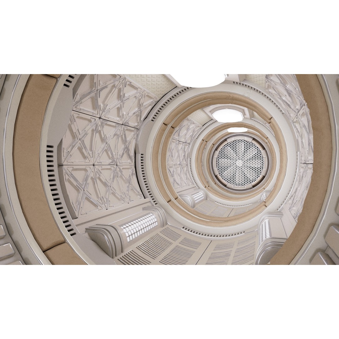 Spaceship Corridor 3D Model – PBR Sci-Fi Interior, FBX, Blender - View 6