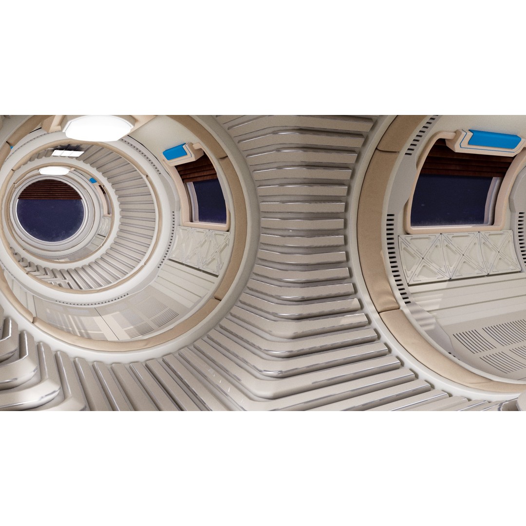Spaceship Corridor 3D Model – PBR Sci-Fi Interior, FBX, Blender - View 7