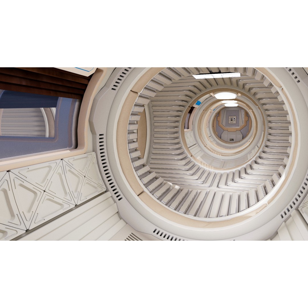 Spaceship Corridor 3D Model – PBR Sci-Fi Interior, FBX, Blender - View 8