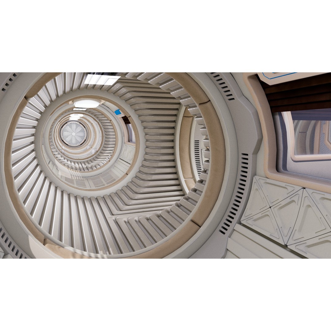 Spaceship Corridor 3D Model – PBR Sci-Fi Interior, FBX, Blender - View 9