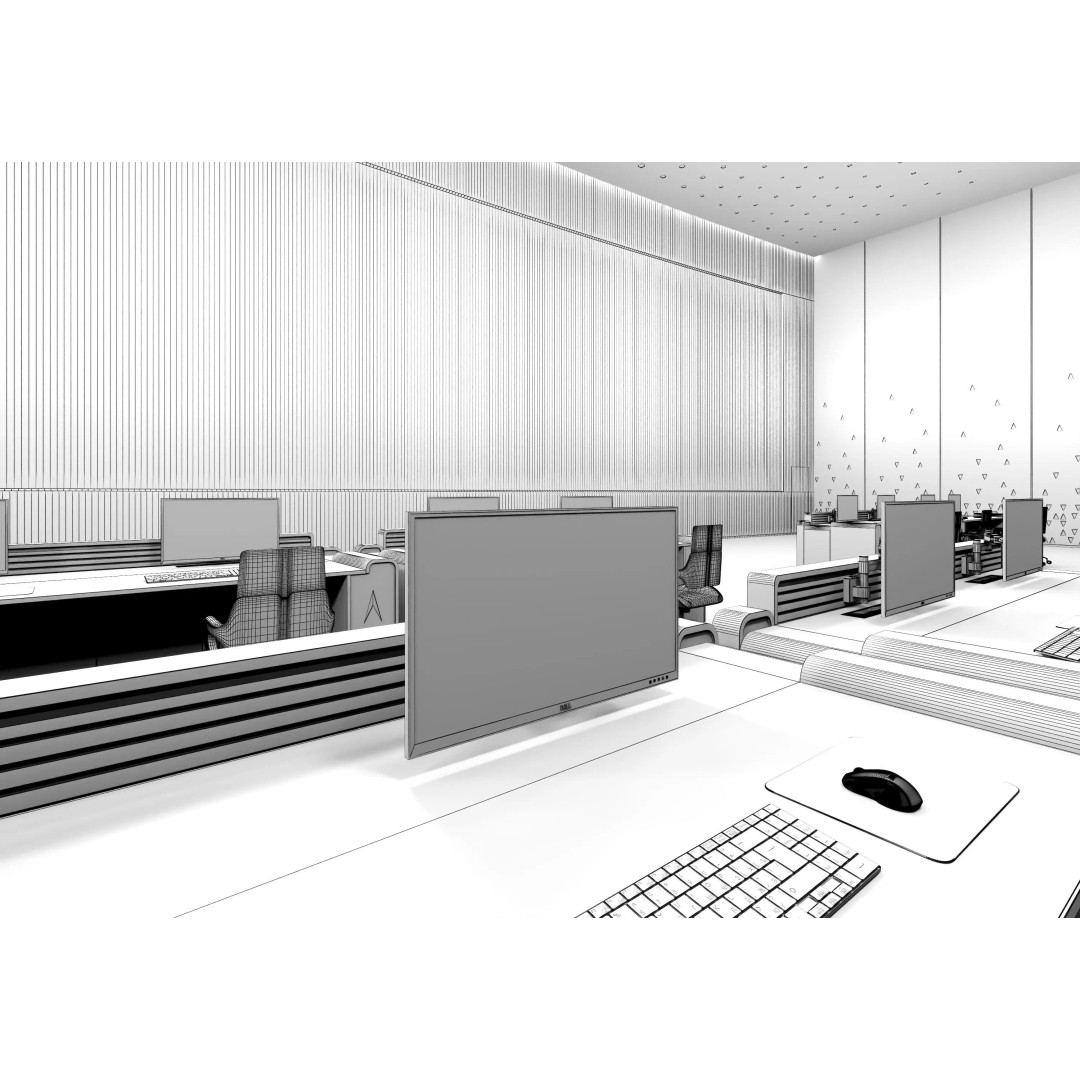 Control Room 3D Model – Low Poly Architectural Asset, FBX & OBJ