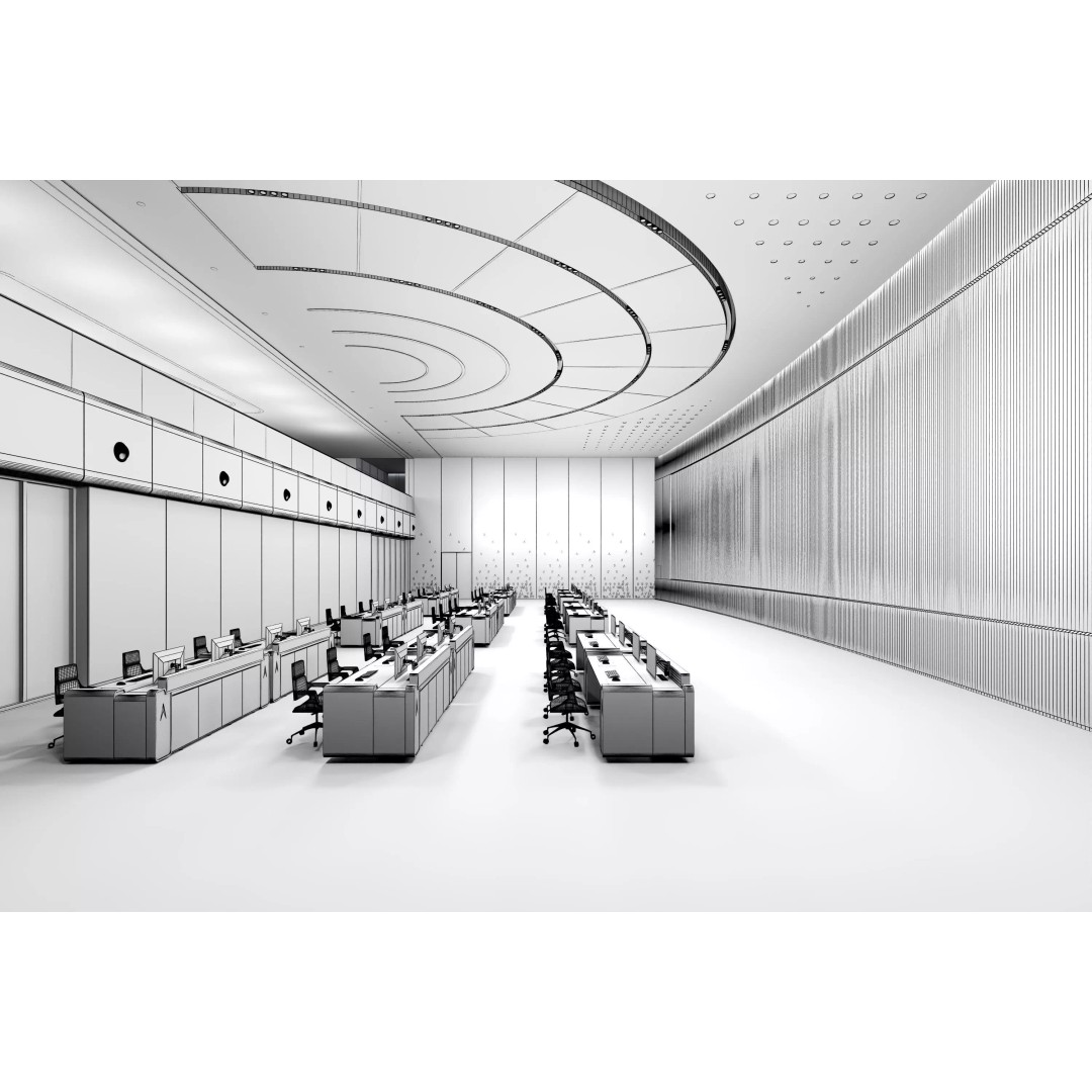 Control Room 3D Model – Low Poly Architectural Asset, FBX & OBJ - View 12