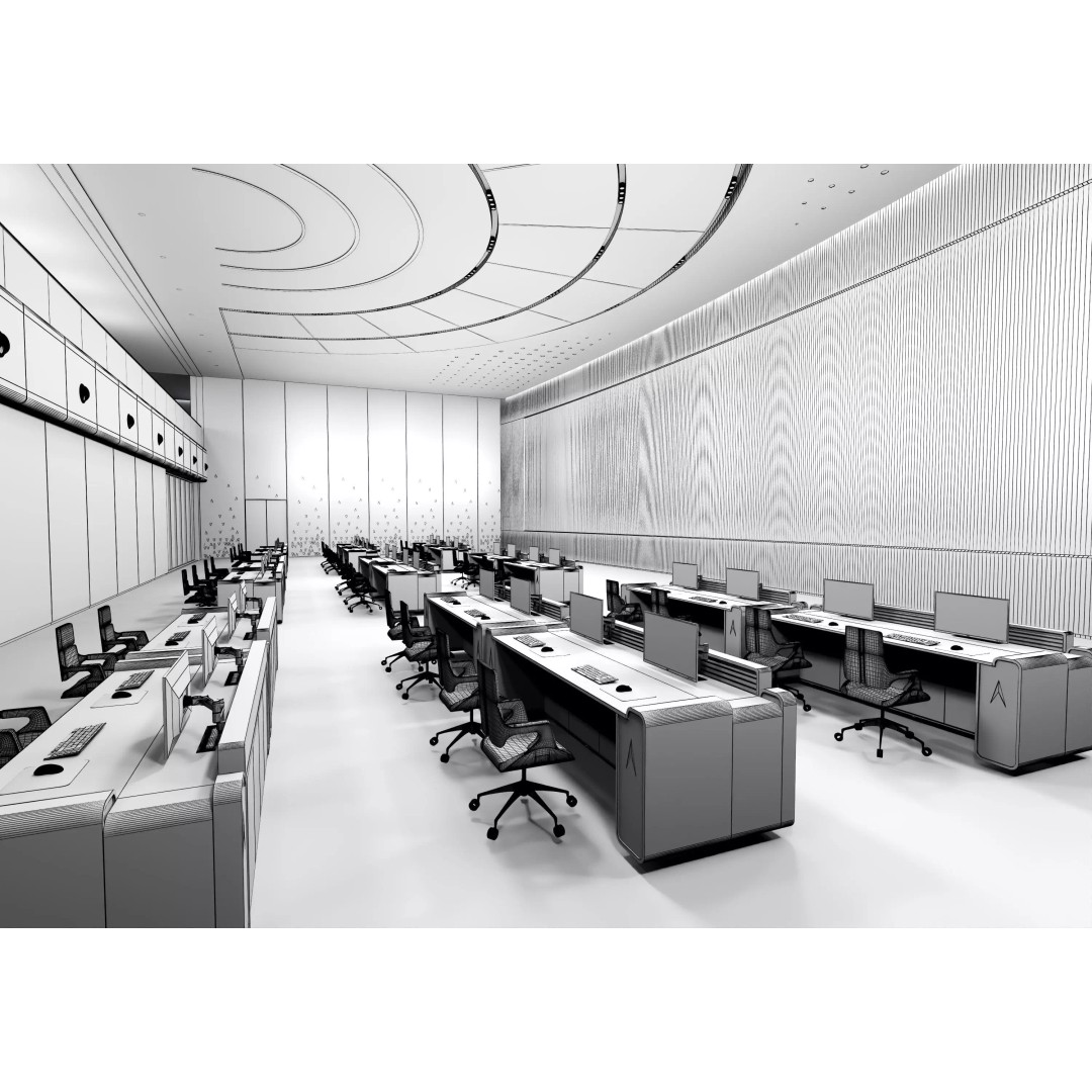 Control Room 3D Model – Low Poly Architectural Asset, FBX & OBJ - View 14