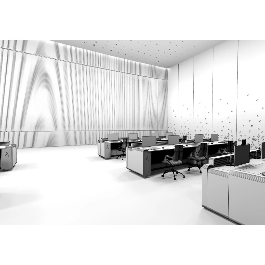 Control Room 3D Model – Low Poly Architectural Asset, FBX & OBJ - View 16