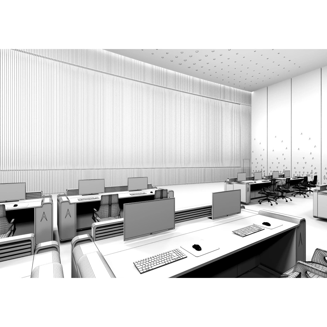 Control Room 3D Model – Low Poly Architectural Asset, FBX & OBJ - View 17