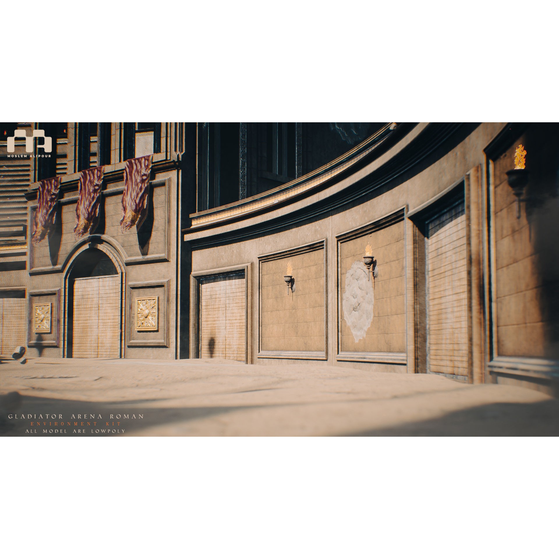 Gladiator Arena - Low-Poly Game-Ready 3D Model - View 11