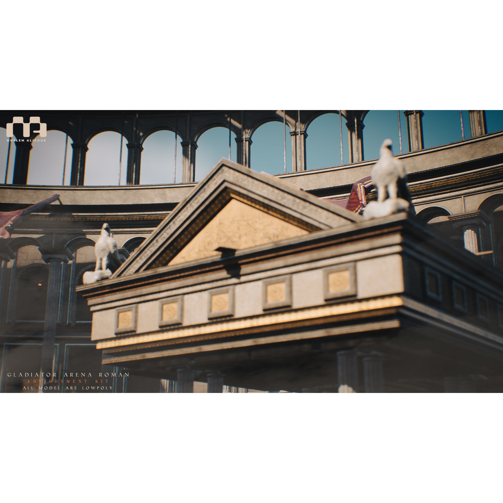 Gladiator Arena - Low-Poly Game-Ready 3D Model - View 12