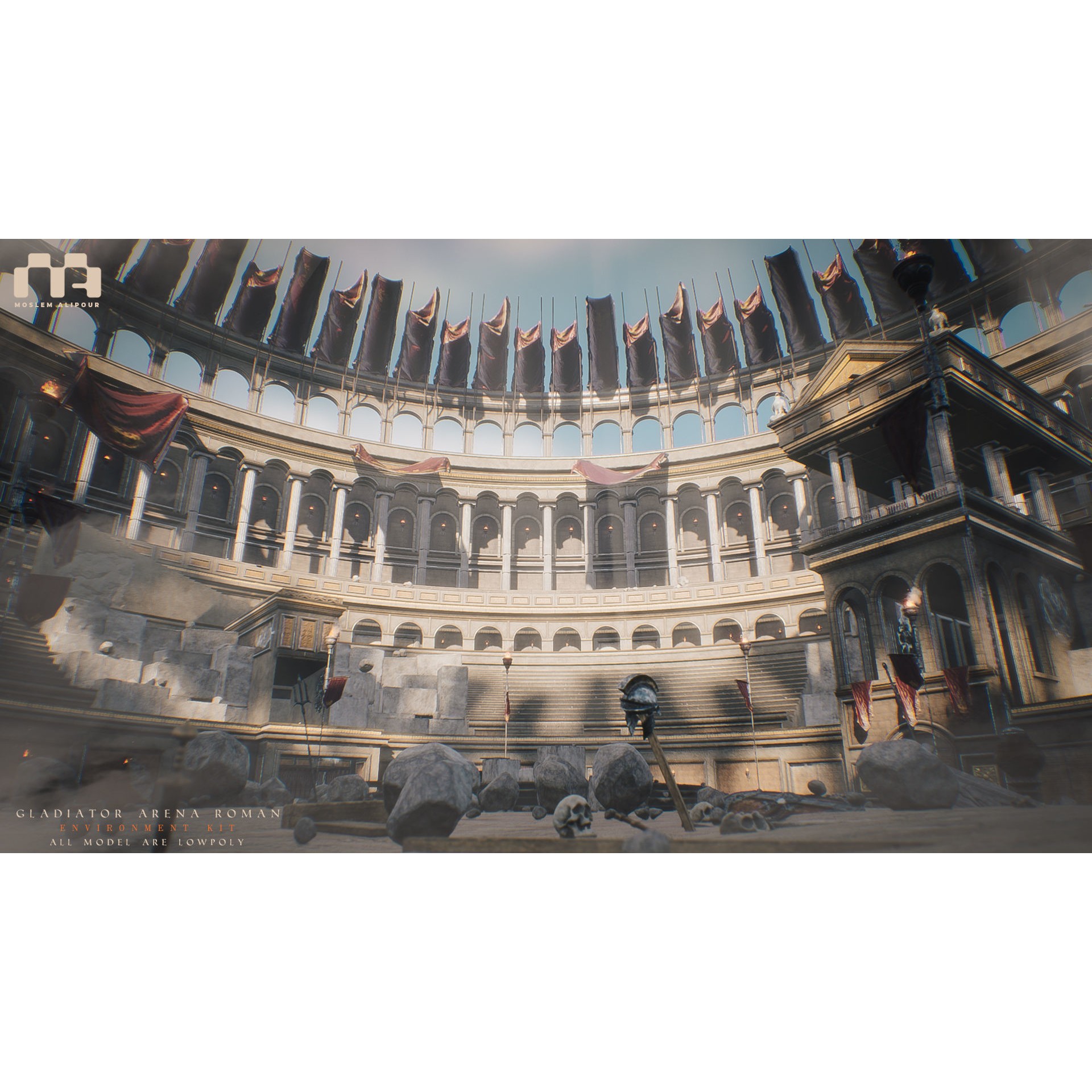 Gladiator Arena - Low-Poly Game-Ready 3D Model - View 13