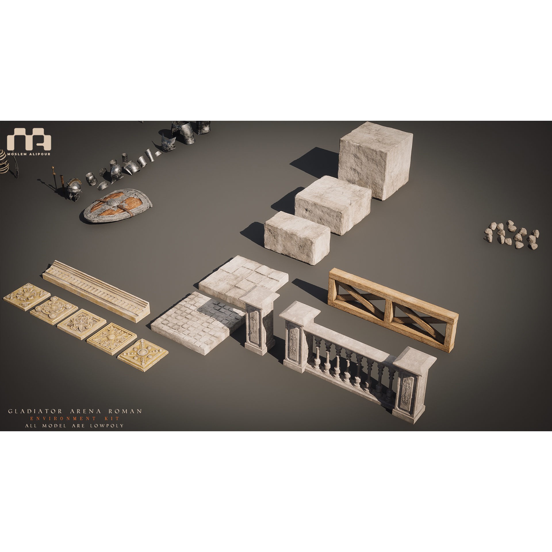 Gladiator Arena - Low-Poly Game-Ready 3D Model - View 14