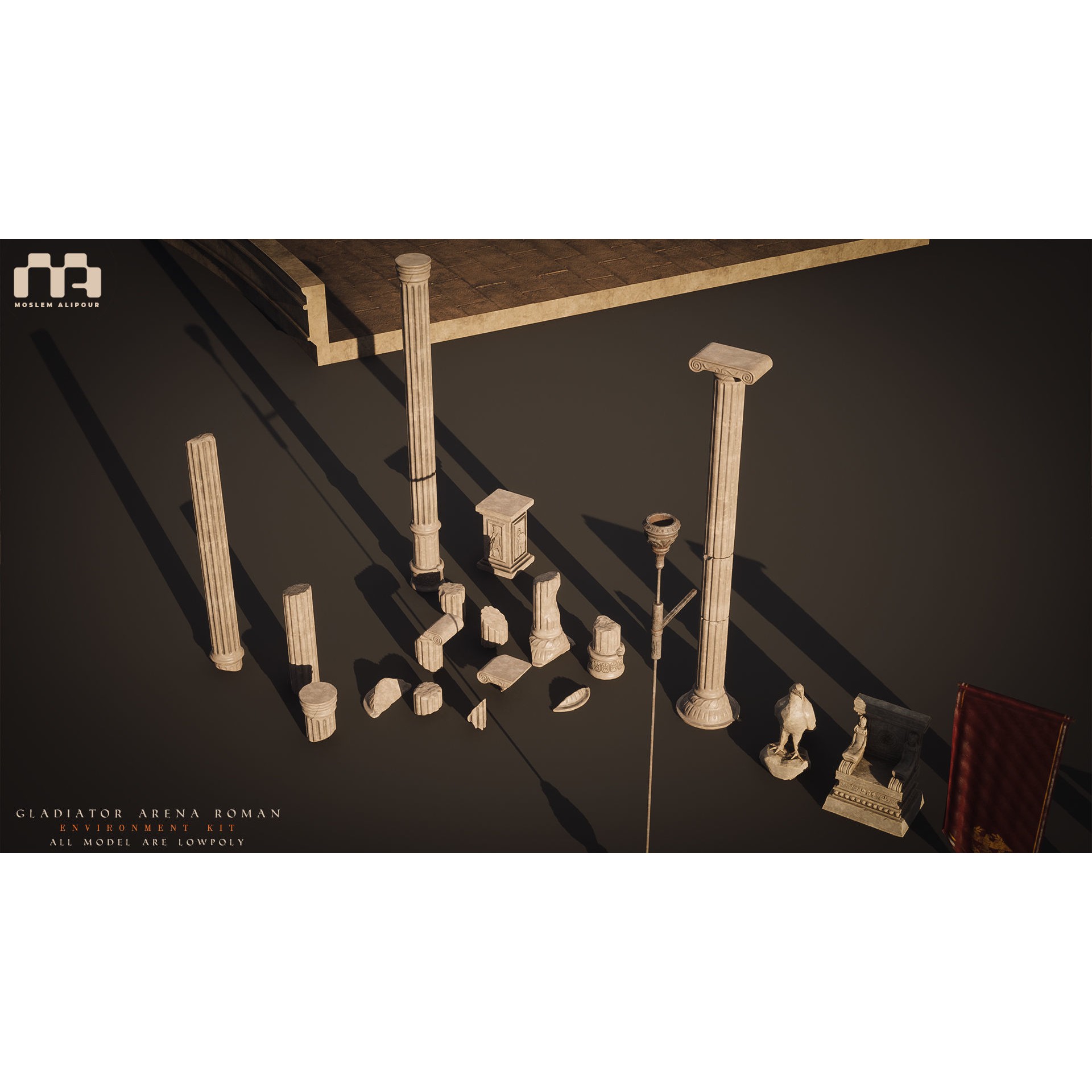 Gladiator Arena - Low-Poly Game-Ready 3D Model - View 15