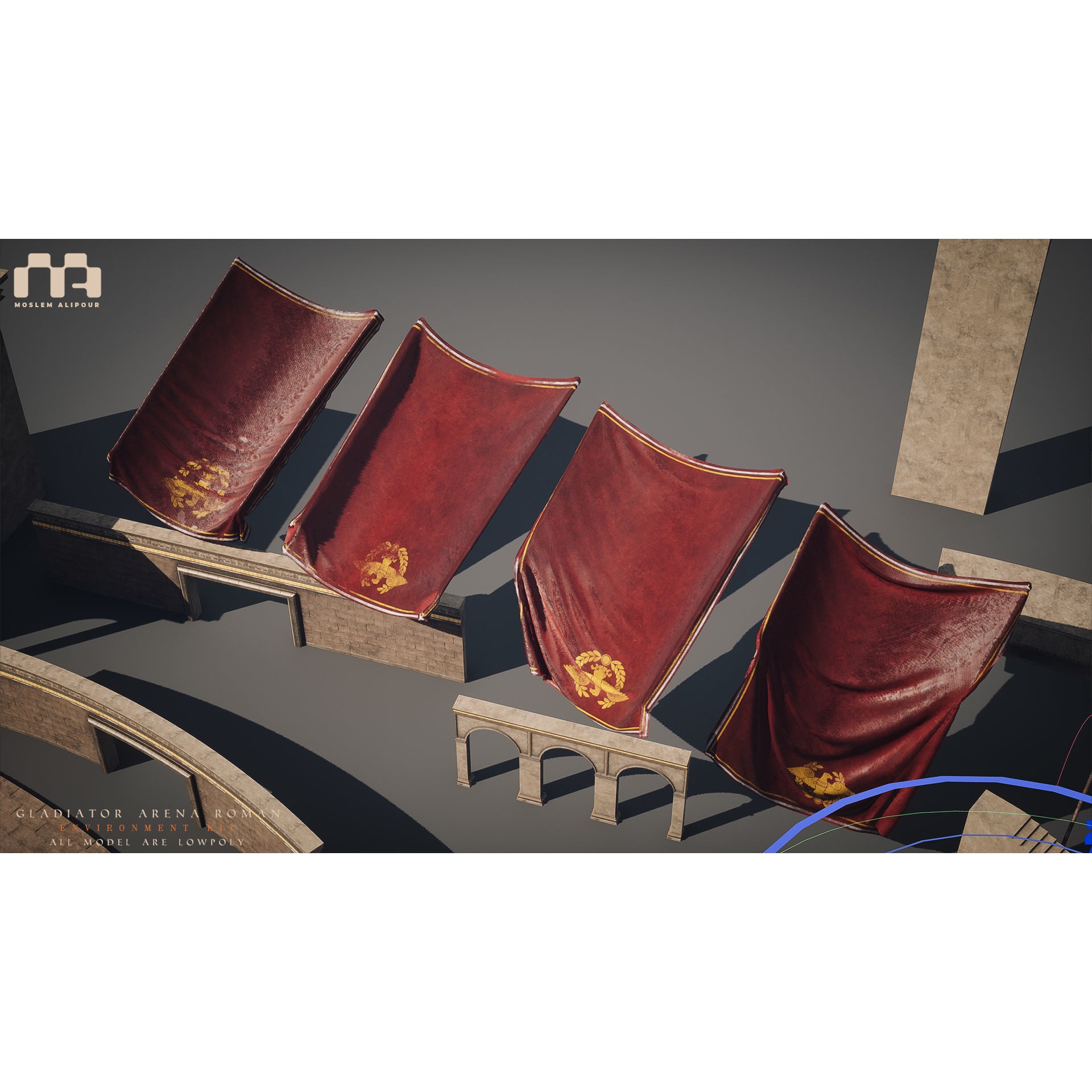 Gladiator Arena - Low-Poly Game-Ready 3D Model - View 17