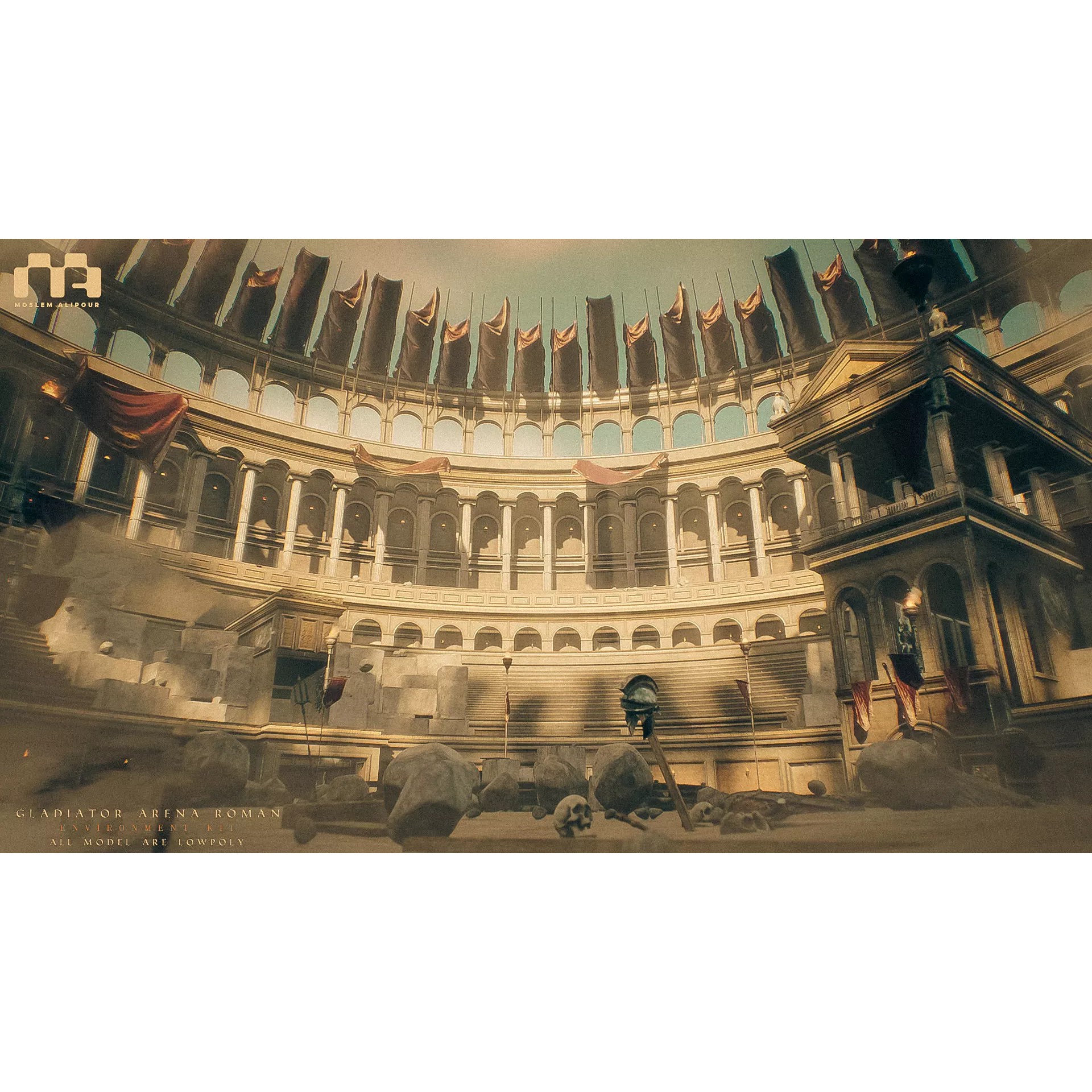 Gladiator Arena - Low-Poly Game-Ready 3D Model - View 2