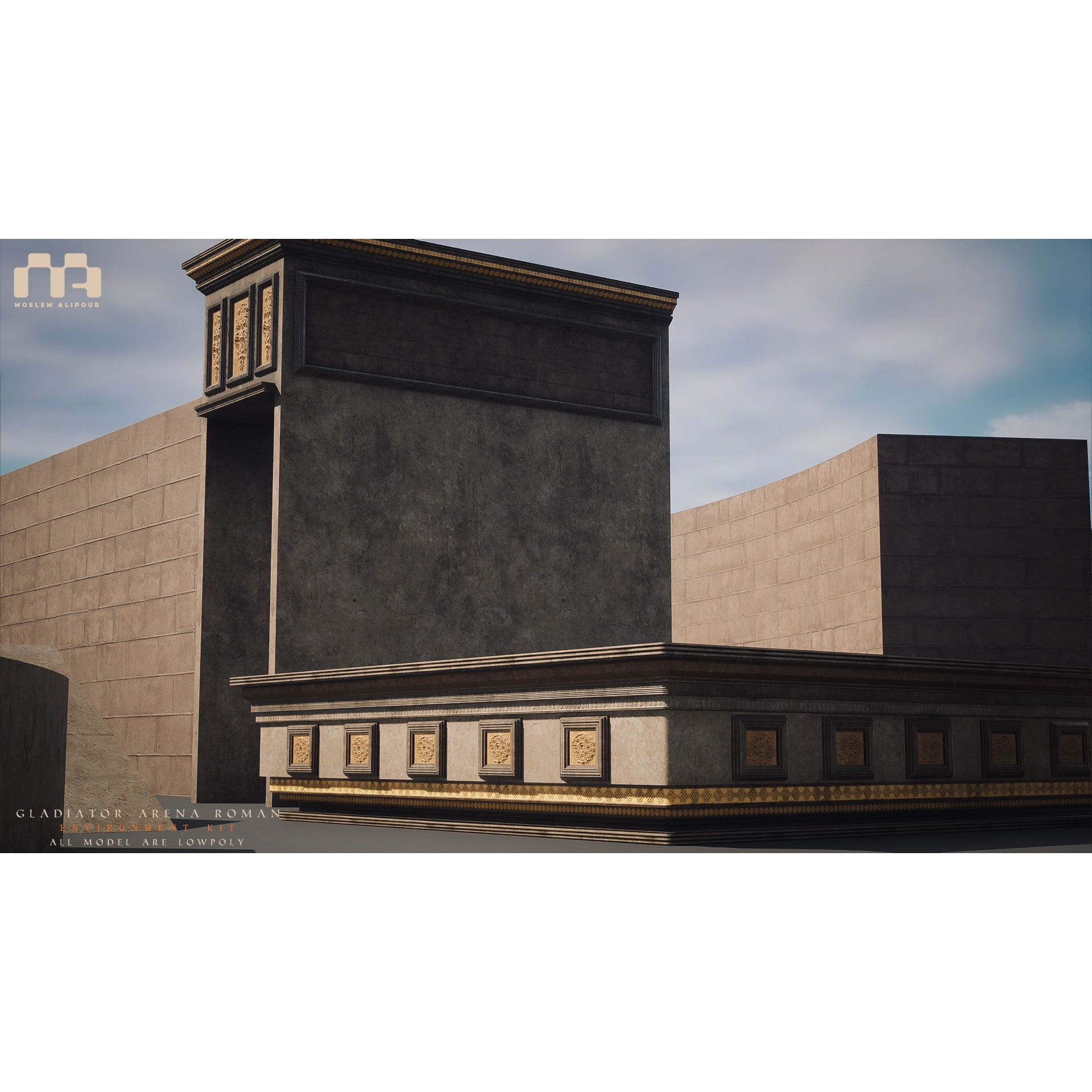 Gladiator Arena - Low-Poly Game-Ready 3D Model - View 21