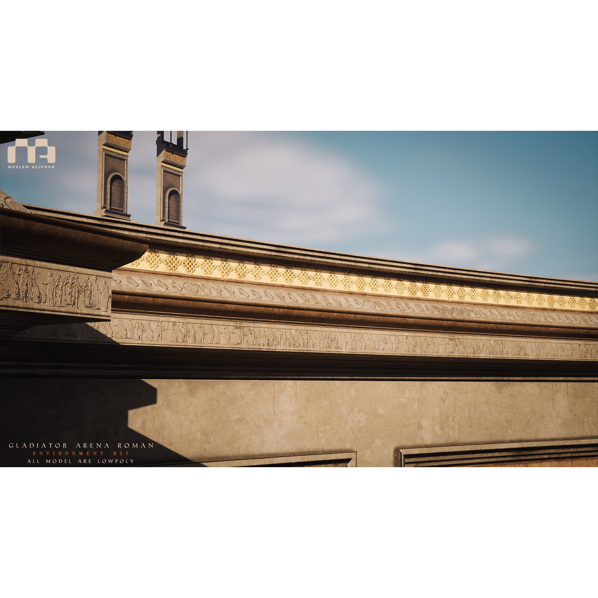 Gladiator Arena - Low-Poly Game-Ready 3D Model - View 22