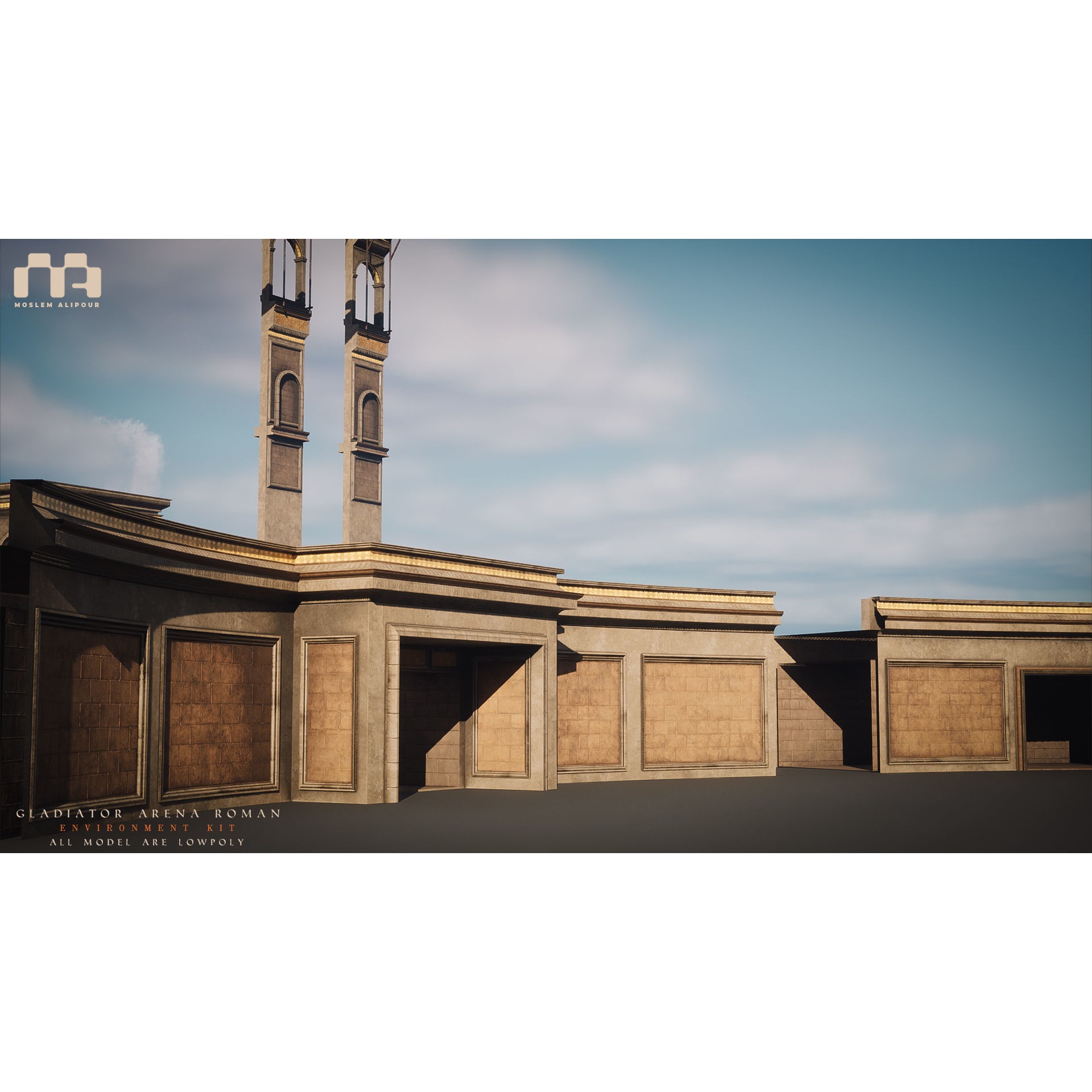 Gladiator Arena - Low-Poly Game-Ready 3D Model - View 27