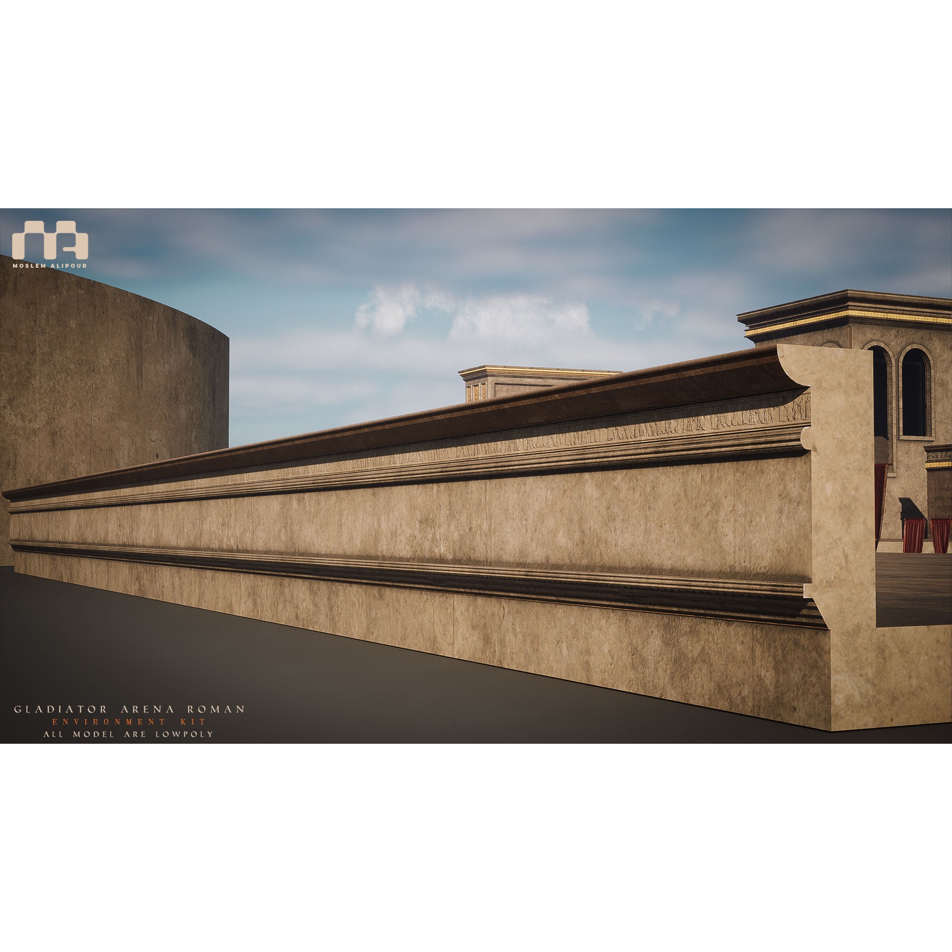 Gladiator Arena - Low-Poly Game-Ready 3D Model - View 28