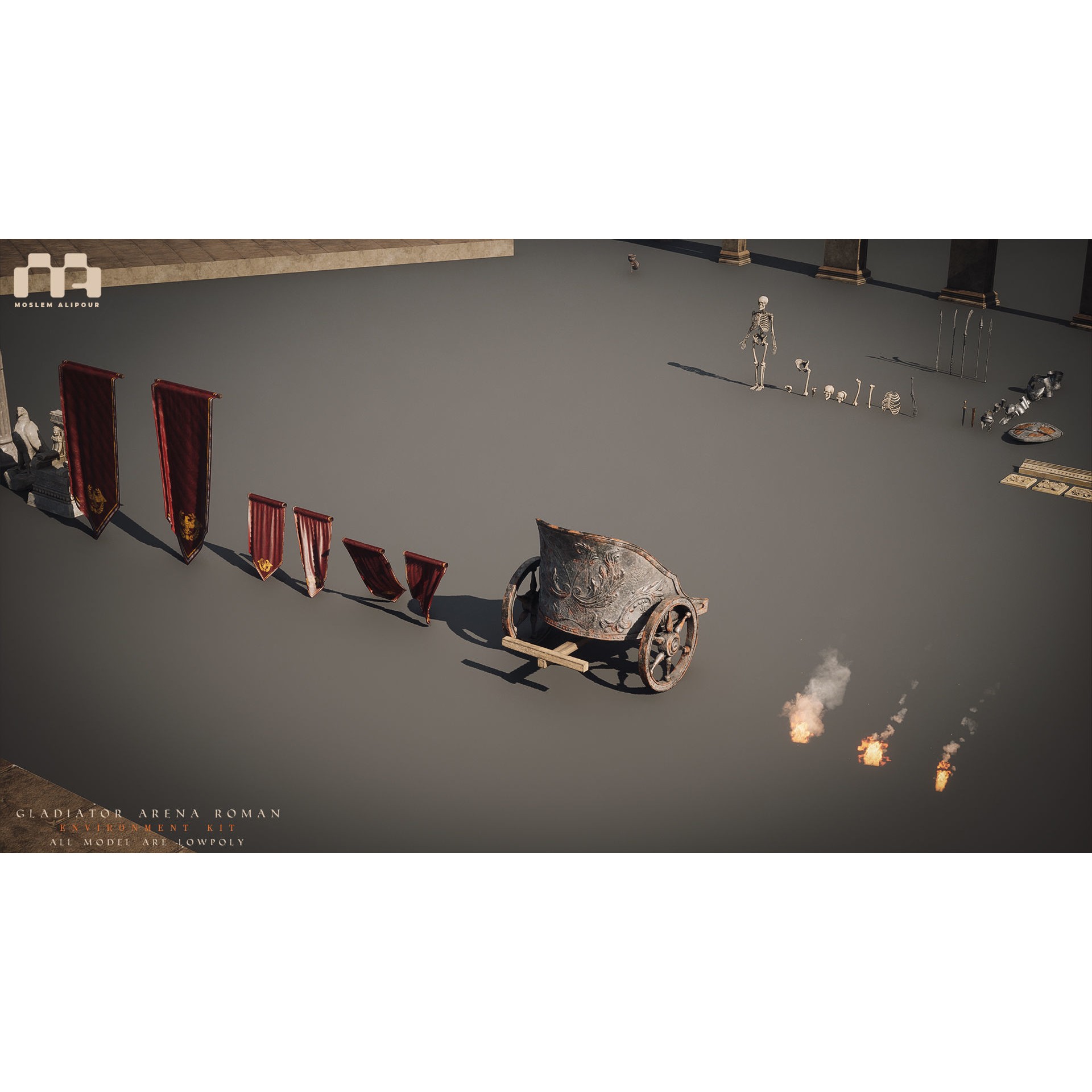 Gladiator Arena - Low-Poly Game-Ready 3D Model - View 29