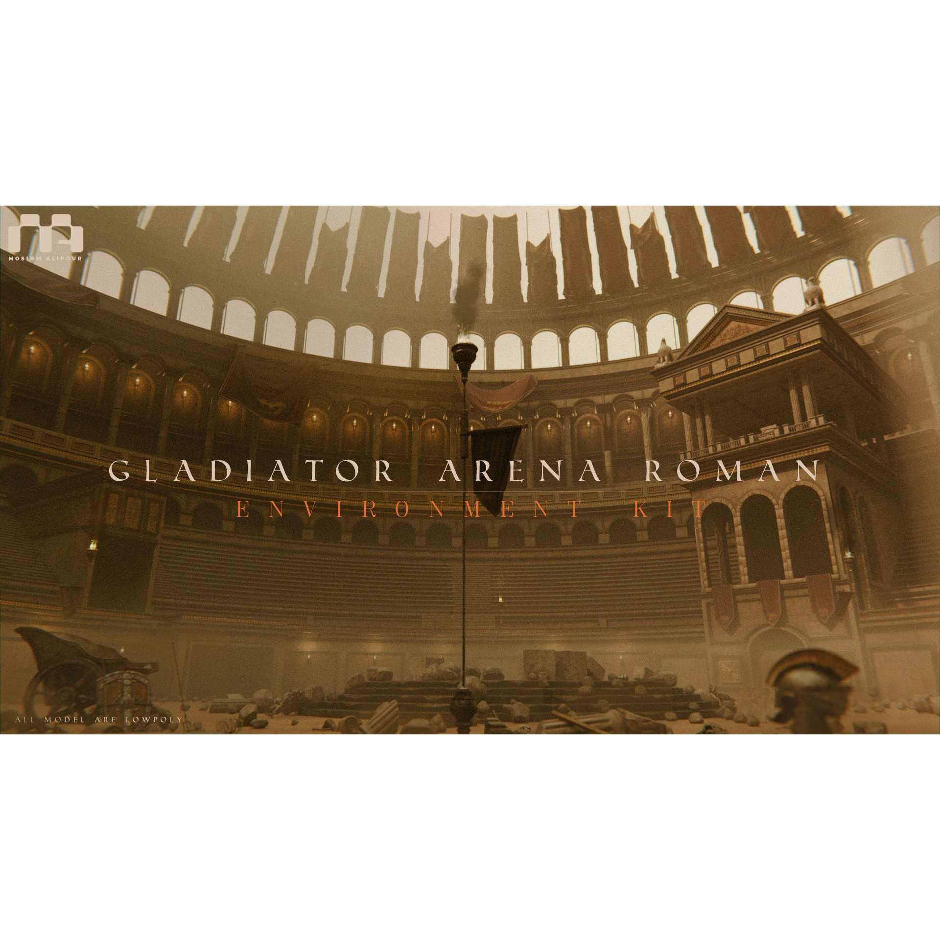 Gladiator Arena - Low-Poly Game-Ready 3D Model - View 3