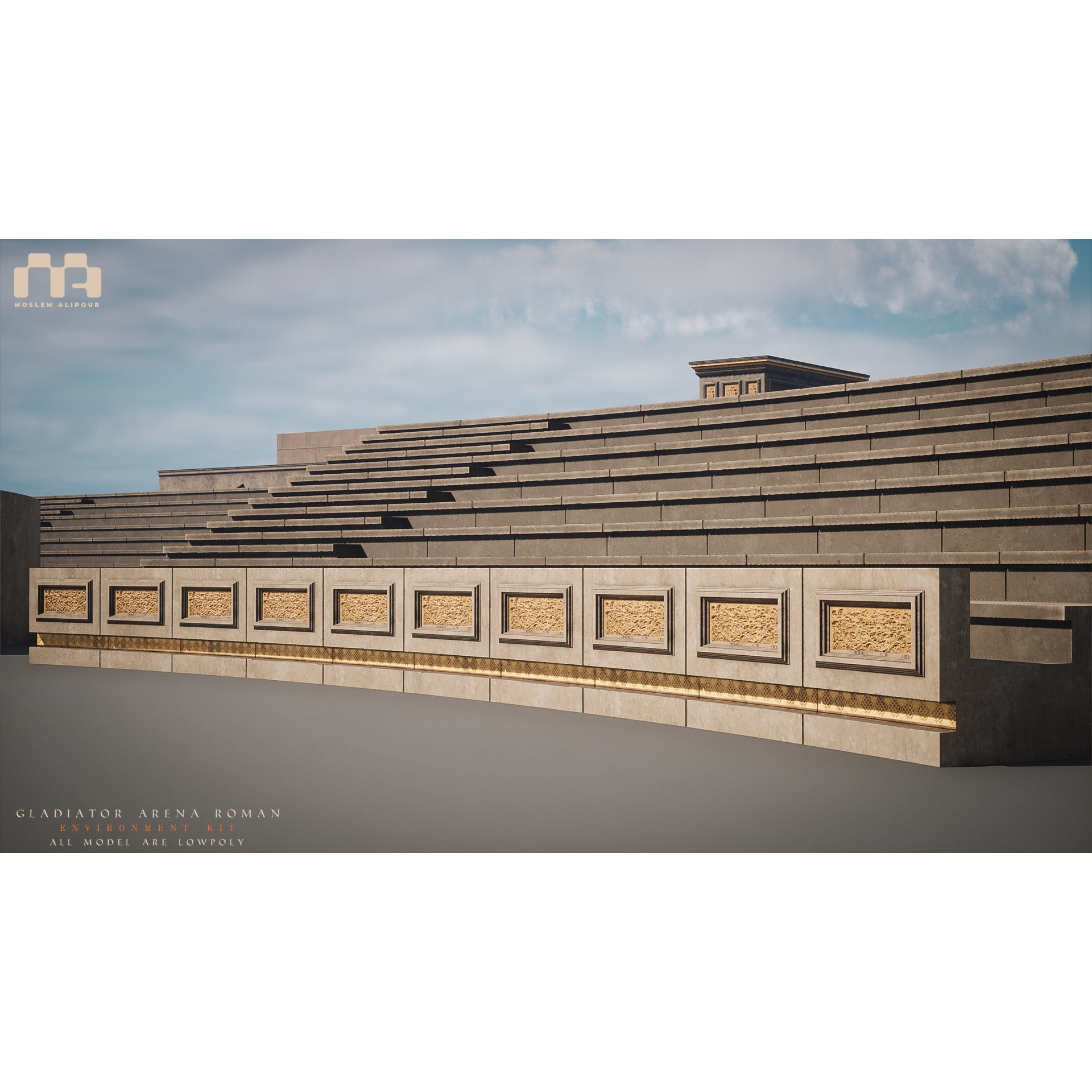 Gladiator Arena - Low-Poly Game-Ready 3D Model - View 31