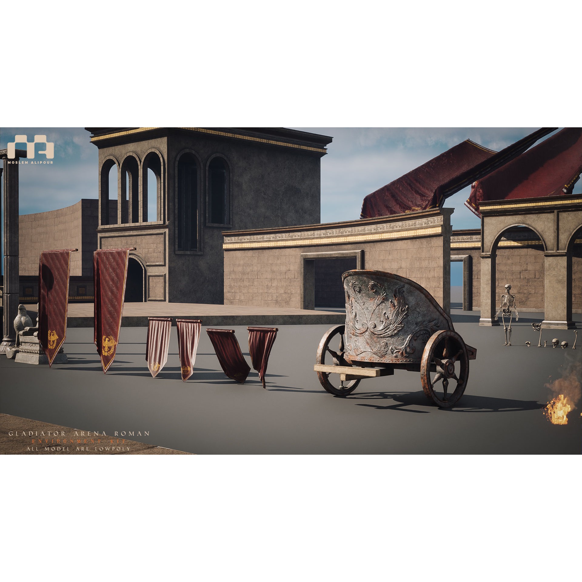 Gladiator Arena - Low-Poly Game-Ready 3D Model - View 32