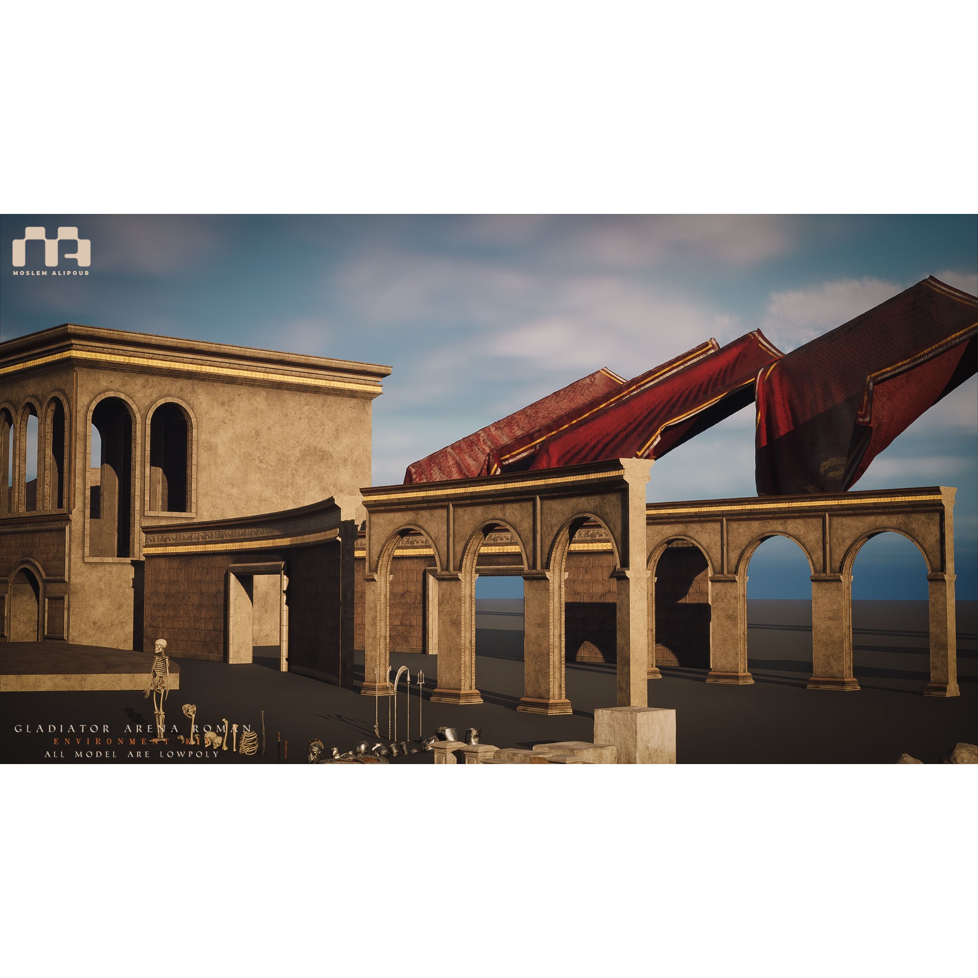 Gladiator Arena - Low-Poly Game-Ready 3D Model - View 33