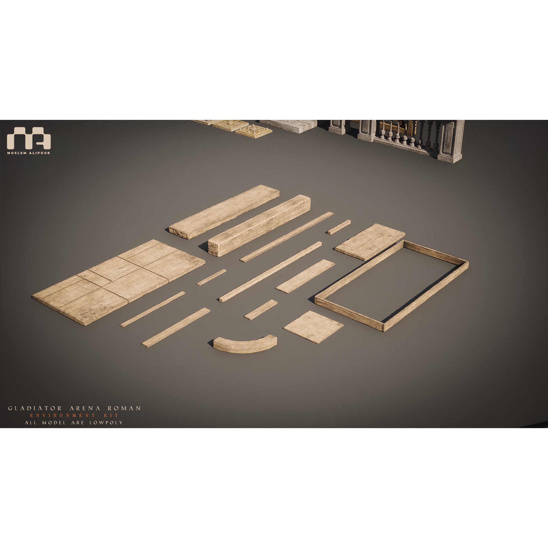 Gladiator Arena - Low-Poly Game-Ready 3D Model - View 36