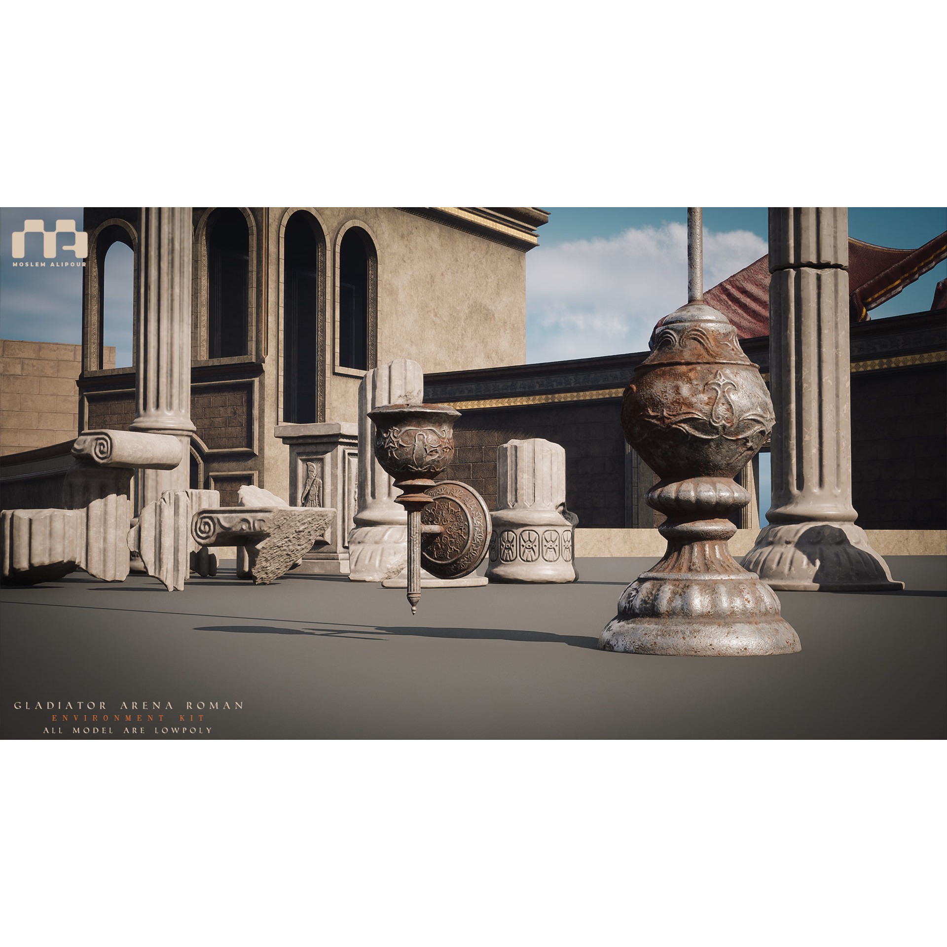 Gladiator Arena - Low-Poly Game-Ready 3D Model - View 37