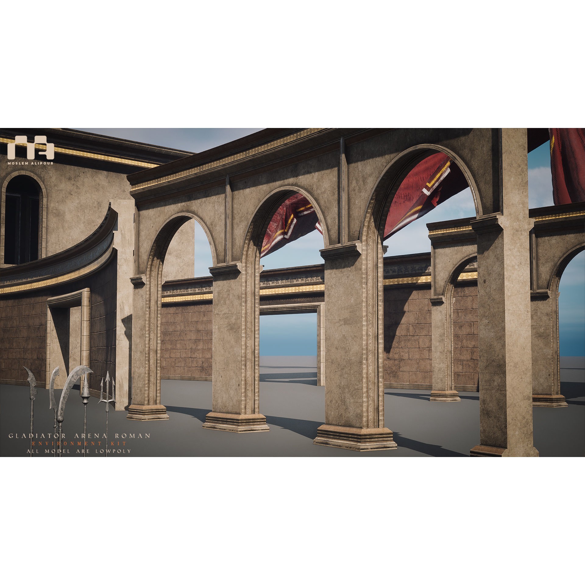 Gladiator Arena - Low-Poly Game-Ready 3D Model - View 39